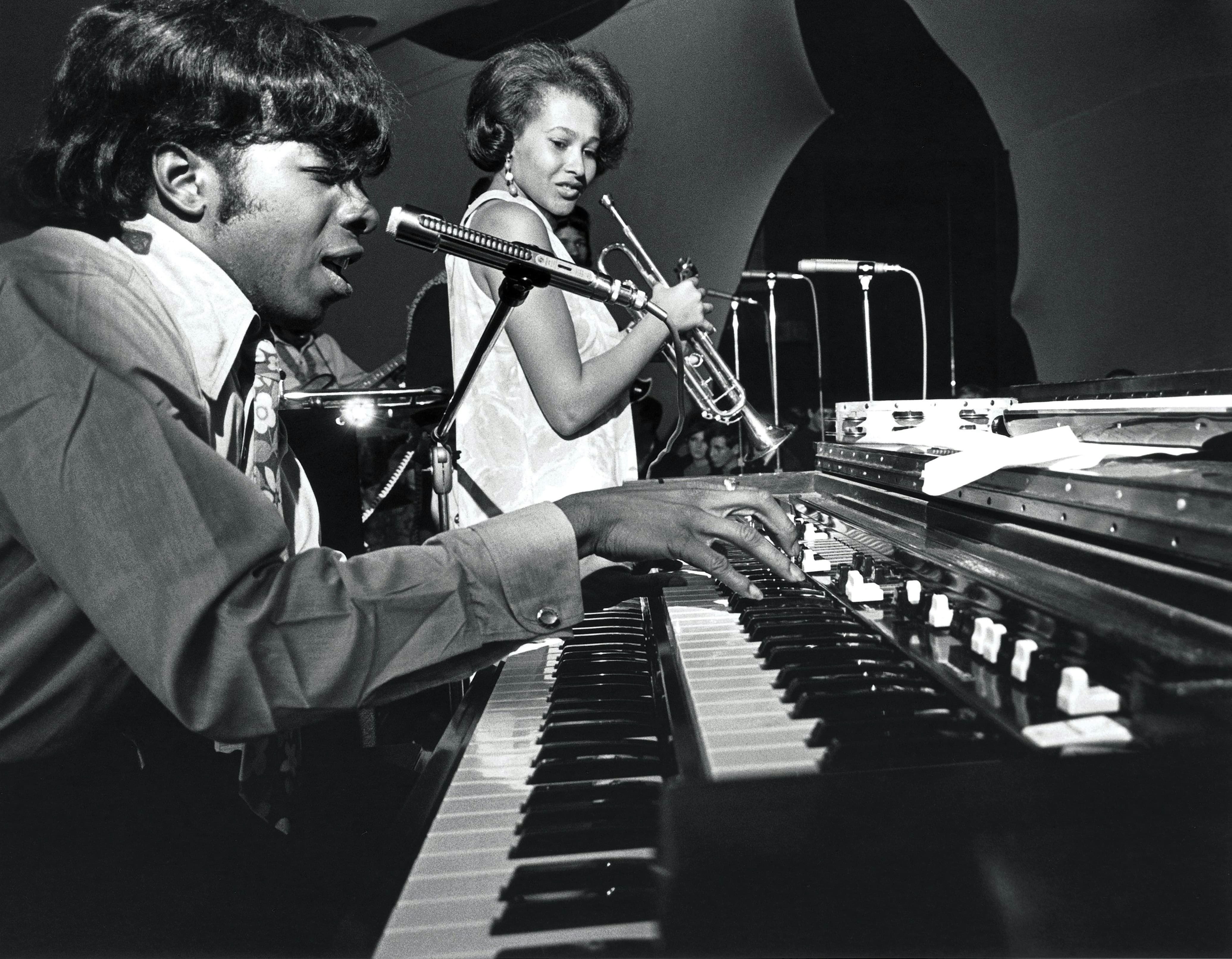Sly Stone on organ with Cynthia Robinson and the Family Stone, circa 1966.